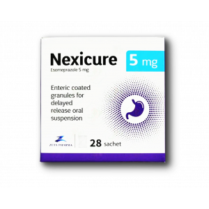 NEXICURE 5 MG ( ESOMEPRAZOLE ) ENTERIC COATED GRANULES FOR DELAYED RELEASE ORAL SUSPENSION 28 SACHETS